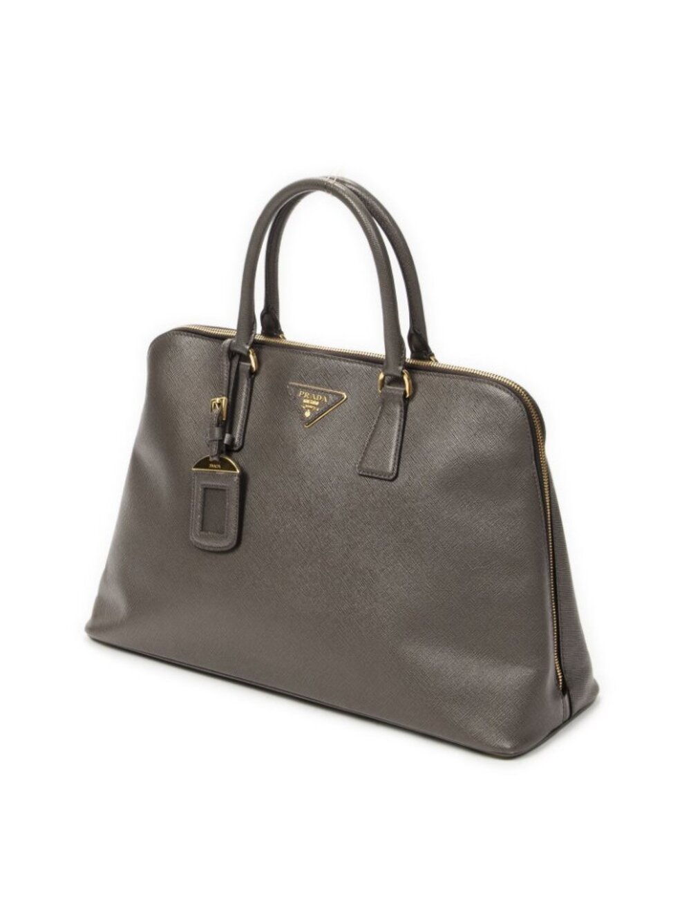 Prada Large Zip Promenade Gray Saffiano Leather Messenger - Picture 2 of 10